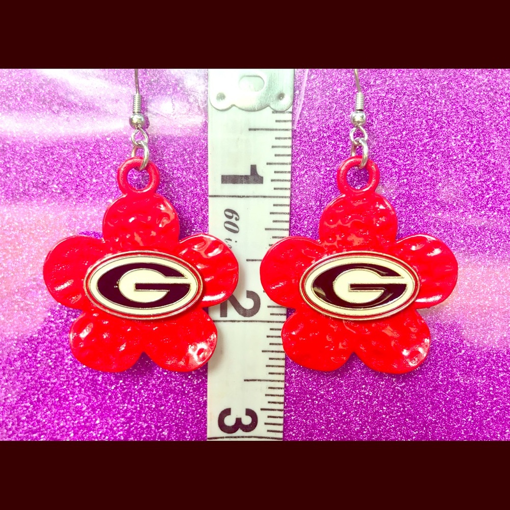 Flower Red Georgia Bulldogs Earrings